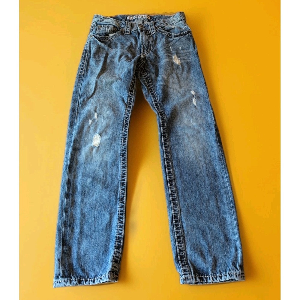 Express Rocco Slim Fit Straight Leg Jean Mens 28x30 Distressed Cotton Denim GUC